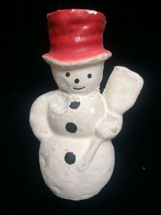 Antique Pressed Cardboard Snowman Candy Container