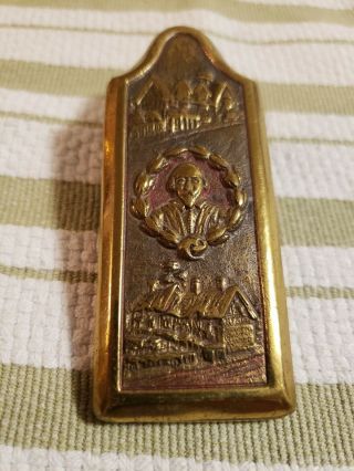 Vintage Brass Wall Spring Clip,  Picture Of Houses & Shakespeare?