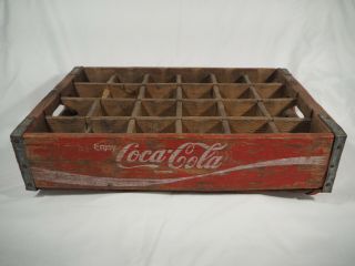 Vintage Red Wooden Coca - Cola Coke Soda Crate 24 Pack 1970 