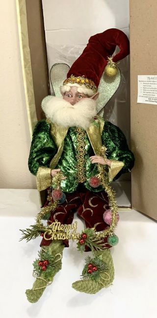 Mark Roberts Merry Christmas Fairy Santa Elf W Ornaments & Box Large 18 "