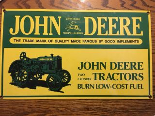 Vintage John Deere Two Cylinder Tractor Metal Sign