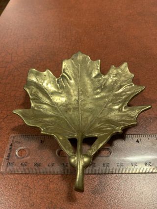 Vintage Virginia Metalcrafters Sugar Maple Leaf Brass Trinket Dish 3 - 48