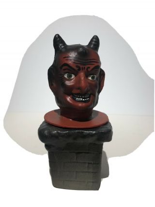 Vintage German Halloween Devil On Chimney Candy Container