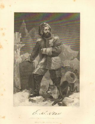Elisha Kent Kane,  Phil,  Pa,  Explorer,  Us Naval Med.  Officer,  1862 Antique Print