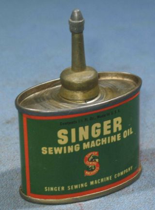Vintage Singer 1 - 1/2 Oz Lead Top Sewing Machine Oil Tin 120862 Empty