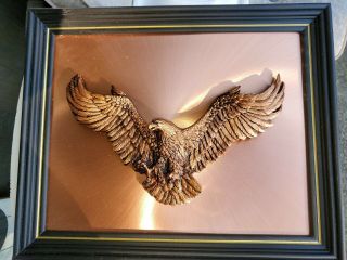Vintage John Louw Copperama 3d Framed Copper Art Wall Pic American Bald Eagle
