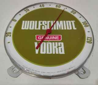 Vintage Wolfschmidt Vodka 12 " Round Advertising Wall Thermometer Sign