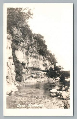 Guadalupe River Cliffs Kerrville Texas Rppc Antique Photo Postcard 1930s