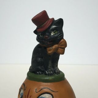 UNUSUAL VINTAGE GERMAN HALLOWEEN CAT WITH JACK O’LANTERN CANDY CONTAINER 3