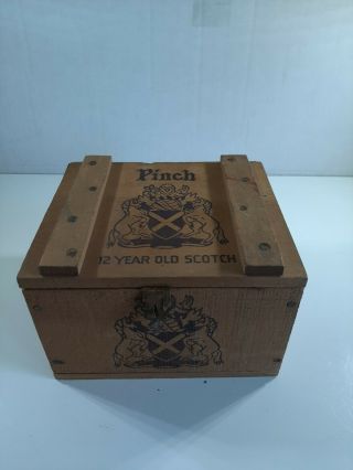 Vintage Pinch " 12 Year Old Scotch " Whiskey Wooden Box/crate