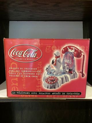 Vintage Coca Cola Coke Animated Light Up Polar Bear Telephone Phone - -
