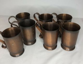 Set Of 7 Vintage Handcrafted Copper Tankard Mug