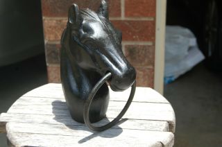 Vintage 8.  5 " Black Cast Iron Horse Head For Hitching Post