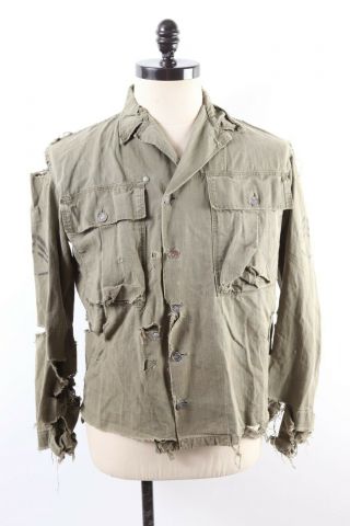 Vintage Wwii Us Army Hbt Uniform Shirt Jacket Thrashed Destroyed Mens 36