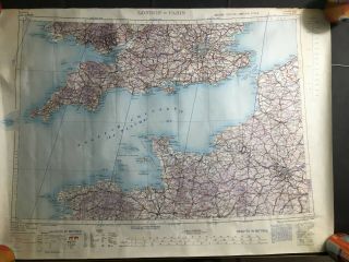 Wwii D - Day Map Printed By U.  S Army /air 1944