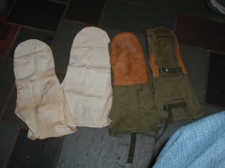 Ww2 Us 10th Mountain Ski Mittens Set W/ Liners And Overwhites,  Dated 1945
