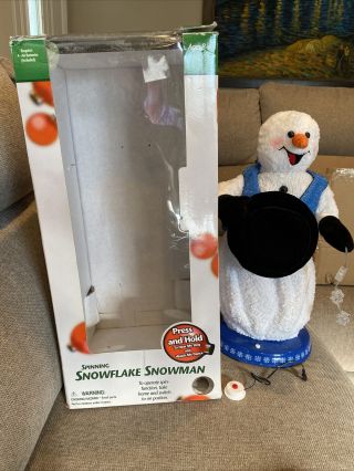 Gemmy Animated Snow Miser Snowman Christmas Spinning Snowflake Fully Box