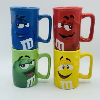 2011 M&m Red Green Yellow Blue Coffee Mug Set Of 4 Official Licensed Product