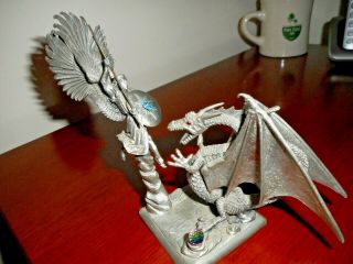 Petwer Archangel Michael Slaying Dragon - Complete - Partha Pewter