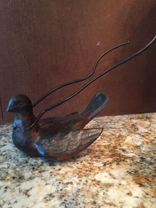 Jan Barboglio Handcrafted Cast Iron Paloma Bird Dove Candle Holder Missing Glass