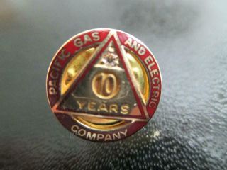Vintage Pacific Gas & Electric Co.  10 Yr.  Service Pin 14k Gold With Diamond Chip