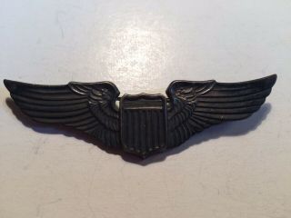 Ww2 Us Army Air Corps Pilot Wings Coin Silver Pinback Wwii 3 1/4 "