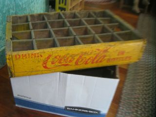 Vintage Yellow Wood Coca Cola Coke Soda Crate 24 Pk Bottles 1960 