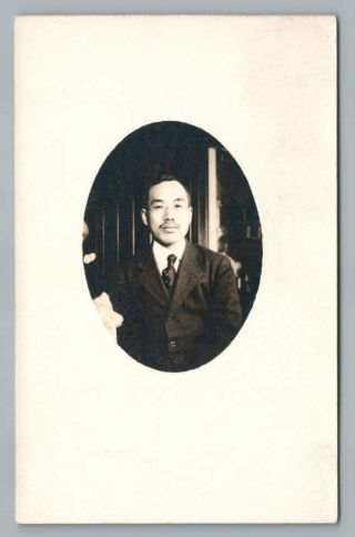 Asian - American Man In Suit Rppc Antique Portrait Photo Chinese? Japanese? 1910s