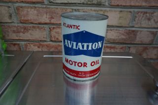 Vintage Full Atlantic Aviation Motor Oil Can,  Hd 20 - 20 W