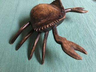 Vintage Hand - Carved Wood Sculpture Of Crab,  Zodiac Cancer,  10.  5 X 8 "