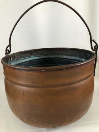 Large Antique Copper Kettle Cauldron Apple Butter Pot 16”
