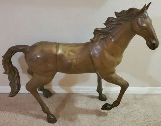 Huge Heavy Vintage Brass Horse Statue 56lbs 3.  5ft