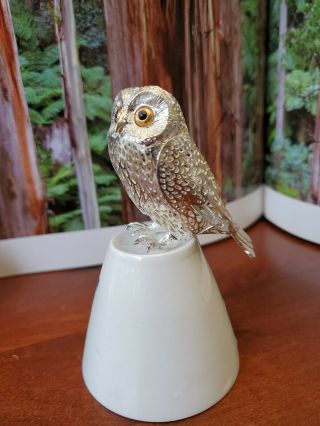 Christofle Lumiere Silverplate Reticulated Owl Bird Figurine 3.  25 " L