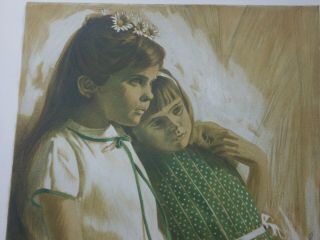 Signed Numbered Limited Edition Lithograph Two Young Girls By Joseph Joe Bowler