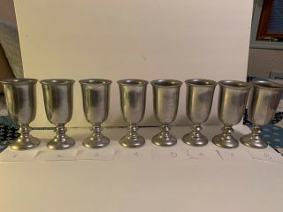 8 Vintage Wilton Pewter Rwp Armetale Plough Tavern Goblets 7 - 1/8 " Made In Usa