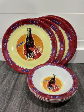 4x Vintage Gibson “drink Coca - Cola” Table Set Plates,  Bowls