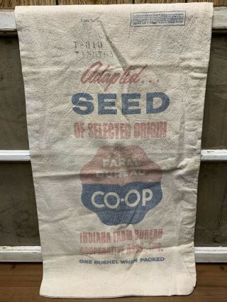 Vintage Indiana Farm Bureau Co Op Corn Seed Bag One Bushel Old Farm Advertising