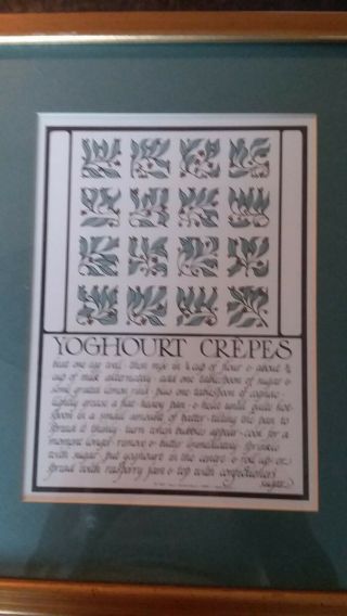 David Lance Goines 1968 Recipe Lithograph Yoghurt Crepes Vintage Print 2