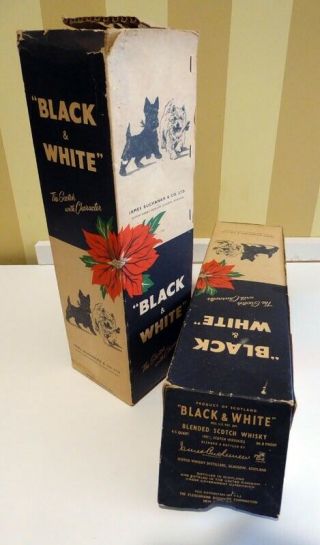 Empty Vintage Christmas Black And White Scotch Whiskey Box