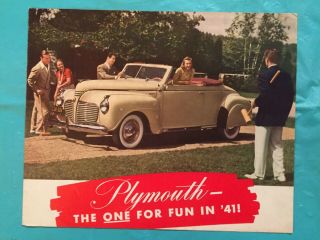 1941 Plymouth " Convertible Coupe Station - Wagon " Car Dealer Showroom Brochure