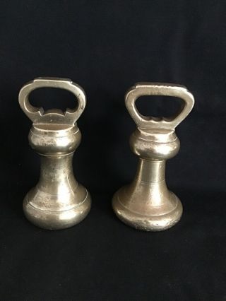 Bartlett Co Bristol England Set Of Two 4 Lb Brass Bell Weights Four Pounds Each
