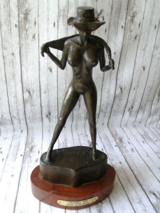 Frank Reese Bronze Sculpture Nude Female " Skinny Dip " 1974 Lindsborg Ks Signed