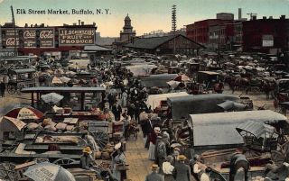 Ny - 1900’s Elk Street Market In Buffalo,  York - Erie County - Coca Cola