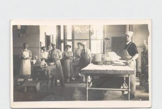 Rppc Real Photo Postcard Kitchen Industrial Chef Staff Personal Early 1900 