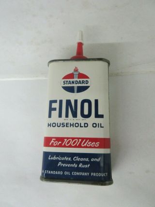Vintage Advertising Finol Standard Oiler Oil Tin Can Automobilia 728 - F