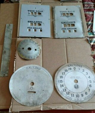 Asst.  Vintage G&b And Wayne Gas Pump Face Plates And Gallon Marker