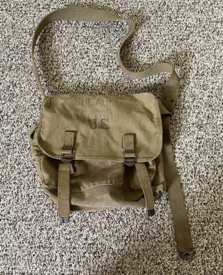 Ww2 U.  S.  Army Musette Bag M1936 1942 With Last Name And Army Serial Number