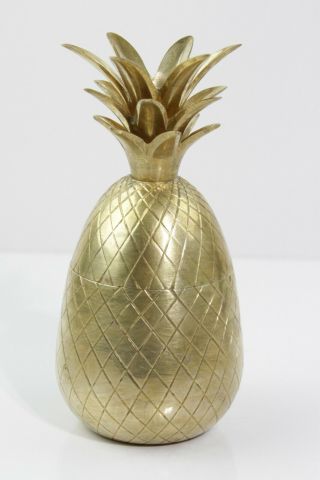 Ethan Allen Vintage 8 " Brass Pineapple Ice Bucket/ Container/ Decor