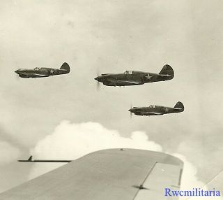 Org.  Photo: Aerial View Of Us P - 40 Fighter Planes Flying Escort Mission (1)