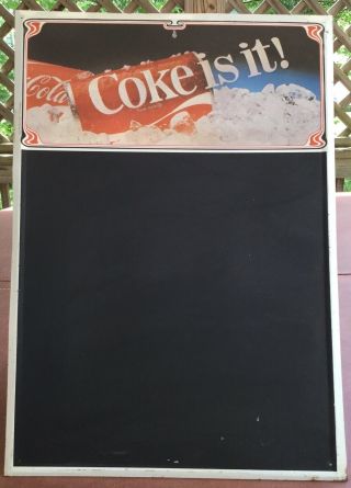 Vintage 1982 Coca Cola Coke Tin Chalkboard Sign